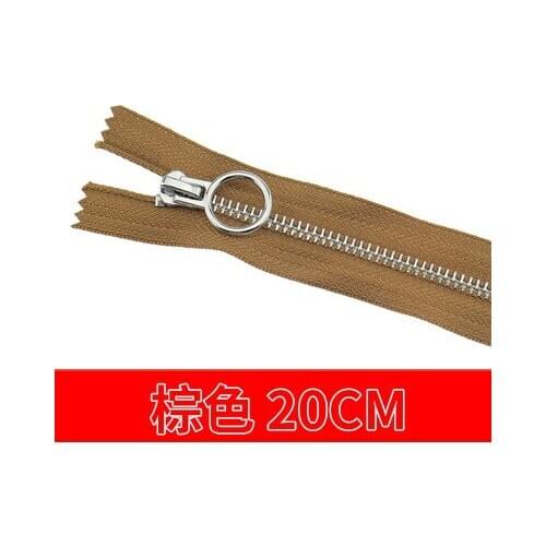 Free shipping 10pcs/lot 20cm brown zipper 5# Metal zipper Round zipper head clothing trousers zipper accessories