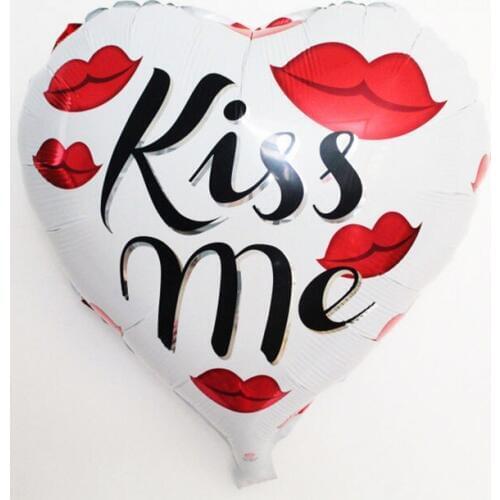 Free 50pcs Kiss me foil balloons Valentines day Party favors Wedding decoration heart shape 18inch wholesale free shipping