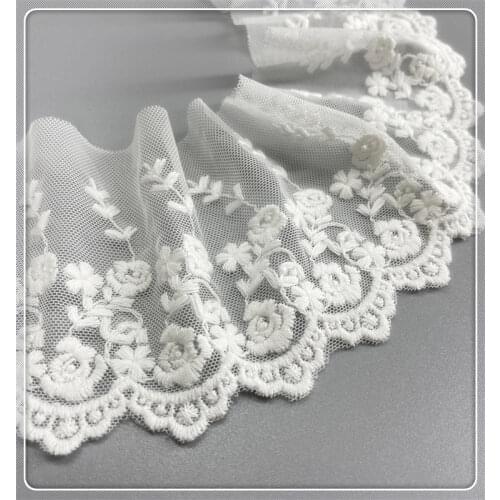19 Yards 8.5cm Flowers Mesh Cotton Embroidery Lace Trim Clothing Fabric Handmade DIY Garment Needlework Sewing Accessories 277