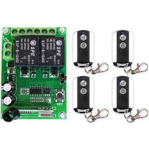 DC24V 2CH Wireless Remote Control Switch System Receiver&2 Keys metal waterproof Remote /lamp/ window/Garage Doors shutters