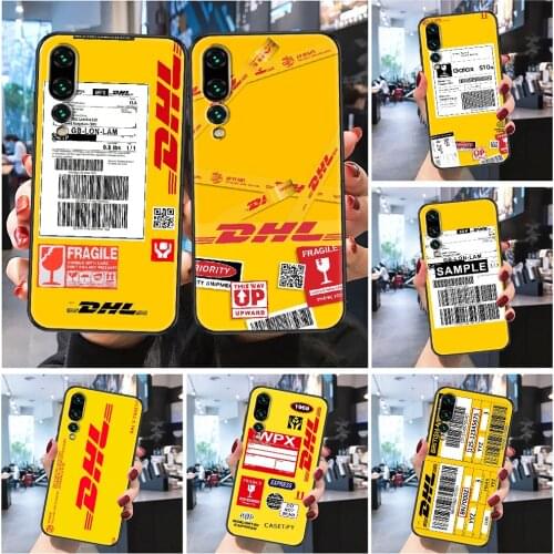 Dhl Express delivery Label Phone case For Huawei Honor 6 7 8 9 10 10i 20 A C X Lite Pro Play Frosted black tpu bumper trend
