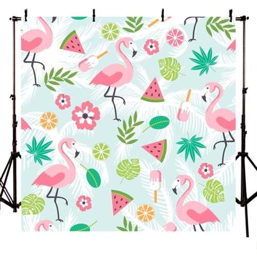 Flamingos Backdrop Step and Repeat Photo Background for Photography Studio Kids Birthday Theme Party MW-471
