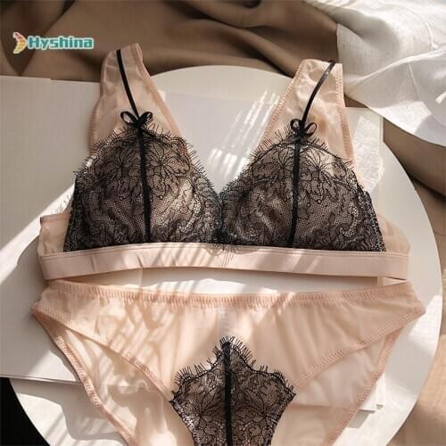 French Lace Bra Set Underwear European and American Sexy Girl Students Ultra Thin New Small Chest Bra