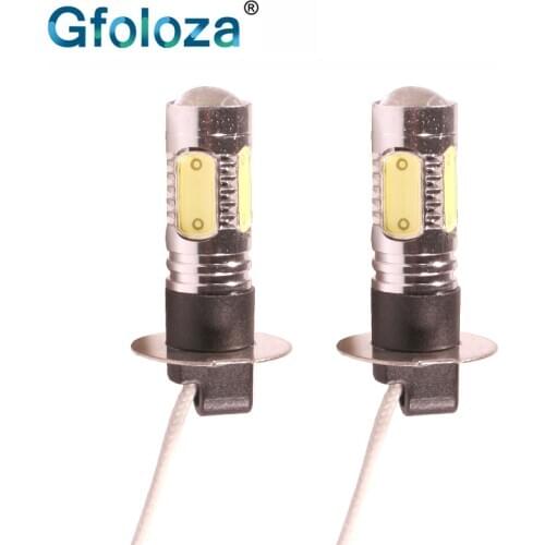 Gfoloza H3 LED Fog Lamp COB 7.5W Bulbs Auto LED Daytime Running Light DRL White Amber 12V 2Pcs