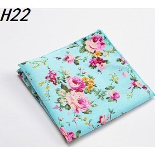 Ikepeibao New Mens Green Flower Pocket Square Handkerchiefs Paisley Floral Cotton Hankies 22*22cm