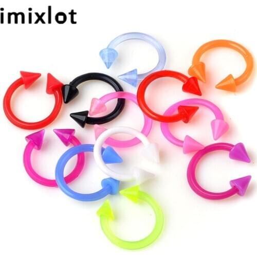Imixlot 12Pcs/Lot Mixed Colors Nose Rings Piercing Open Circle Belly Lip Tongue Navel Piercings Body Jewelry Accessories