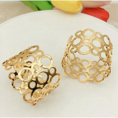 Napkin Ring 6-Piece Metal Napkin Holder Party Dinner Christmas Table Decoration Hollow Round Design Napkin Ring