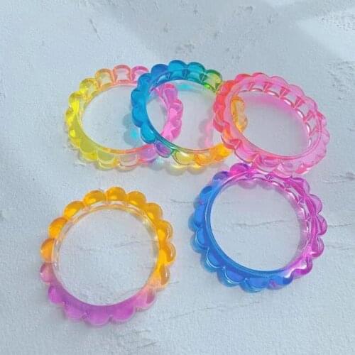 Korea Charm Candy Gradient Wave Bracelet for Women Resin Cute Vintage Harajuku Bracelet Y2K Jewelry 90s Aesthetic Gifts New