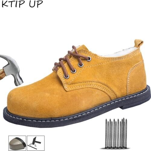 Indestructible Shoes Men Cow Leather Safety Shoes Steel Toe Men Breathable Work Shoes Puncture-Proof Protective Men Shoes