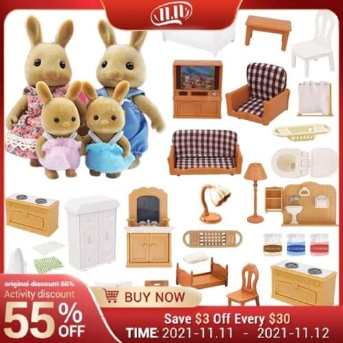 Dollhouse Miniature Furniture Toys Set DIY Forest Family Kids Girls Pretend Play Furniture Toys Gift for Christmas Birthday