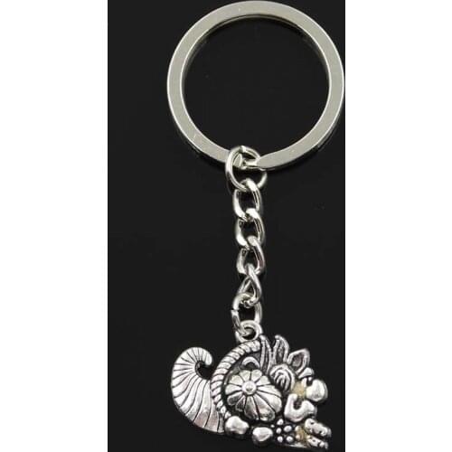 Fashion Cornucopia Thanksgiving 28x20mm Pendant 30mm Key Ring Chain Silver Color Men Car Gift Souvenirs Keychain Dropshipping