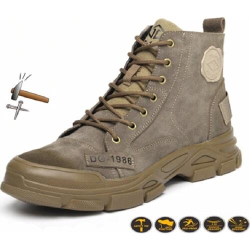 High Indestructible Shoes Men Steel Toe Work Safety Shoes Tactical Boots Anti-Puncture Outdoor Sneakers Breathable Ryder Shoes