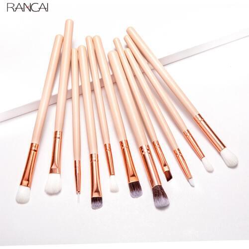 RANCAI Eyeshadow Brush Set Professional 12pcs Makeup Brushes Eyebrow Eyeliner Lip Brush Make Up Cosmetic Beauty Tools