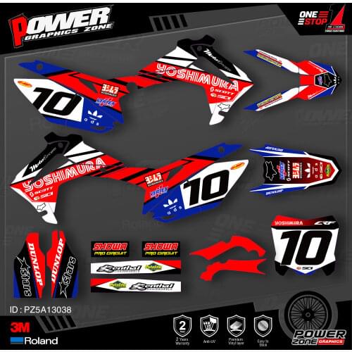PowerZone Custom Team Graphics Backgrounds Decals 3M Stickers Kit For HONDA 2014-2017 CRF250R 2013-2016 CRF450R 038