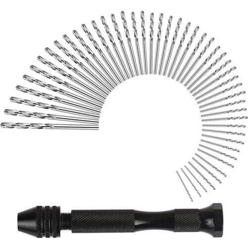 Hand Drill Set Precision Pin Vise With 49 Pcs Mini Twist Drill Bits For Model,Diy,Jewelry Making,Multipurpose Rotary Tool Drilli