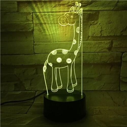 Giraffe 3D Illusion Night Light LED Baby Room Table Lamp Touch Switch Nightlight Bluetooth Base Kids Gift Home Party Decoration