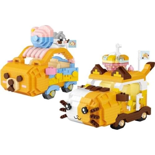 New Cute Childerns Cat Car Building Blocks Assemble Model Car DIY Kids Bricks Toys City Vehicle Creative Bricks Christmas Gifts