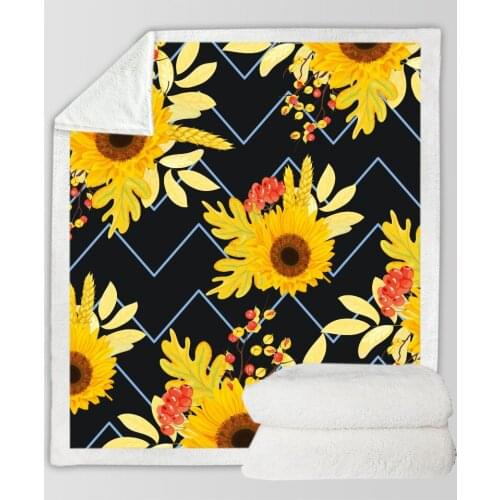 Flower Sunflower Funny Character Blanket 3D Print Sherpa Blanket on Bed Home Textiles Dreamlike Style 10