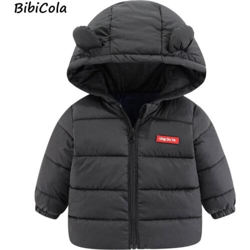 Autumn Winter Coats Solid Color Cotton Clothes Kids Boys Hooded Warm Outerwear Coat For Baby Girls Clothes Baby Children Jacke
