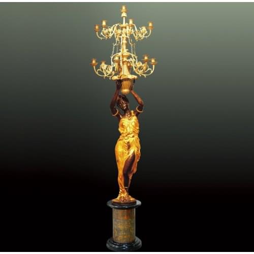 Life Size Female Candlestick Candleholder Statue Sculpture Gold Plated Bronze Brass Gorgeous Home Decoration Art Large
