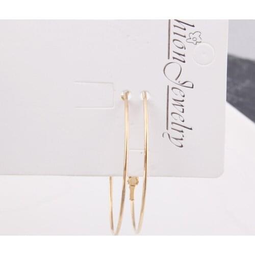 Simple 5cm Gold Round Circle Ring Women Earrings Brincos Girls Big Drop Dangle Ear Jewelry for DIY Accessories Making