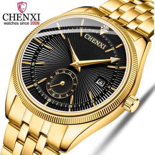 CHENXI Luxury Men Golden Watch Business Quartz Wristwatches for Man Fashion Quartz-watch Mens Stainless Stell Relogio Masculino
