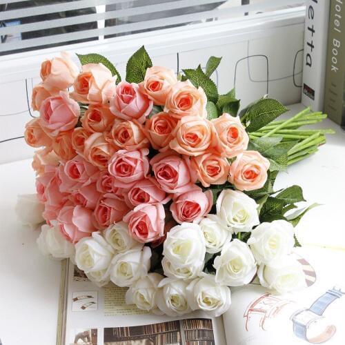 YO CHO Real Touch Rose Artificial Flowers White Silk Peony Artificial Rose Flowers Wedding Home Garden Decoration Fake Flowers