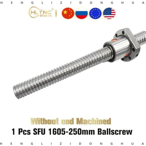 1sets SFU1605 Ball screw L250mm-Ballscrews with ball nut ballscrew nut for CNC XZY