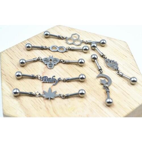 50pcs/Lot 14g~1.6mm Ear Straight Helix Scaffold Barbells Industrial Bar Body Jewelry Ear Piercing Mix Styles