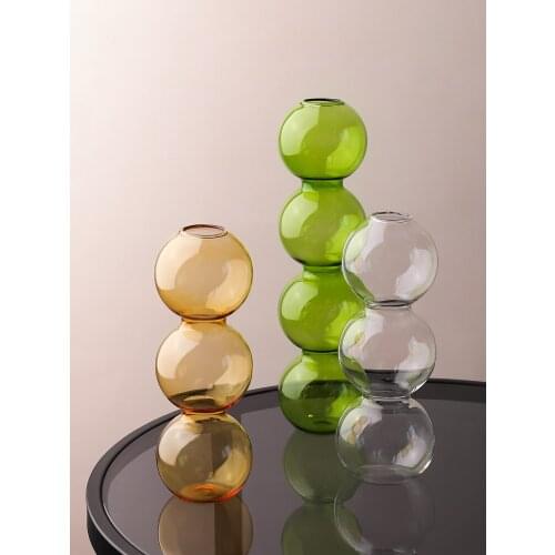 Nordic spherical bubble vase transparent glass vase coffee shop home soft decorative ornaments