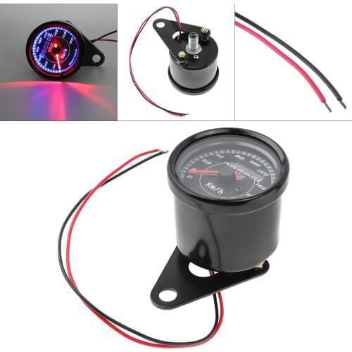 Motorcycle Speedometer Small Stainless Steel Retro Odometer Gauge 0~180km/h 12V LED Backlight Tachometer Set Instrument