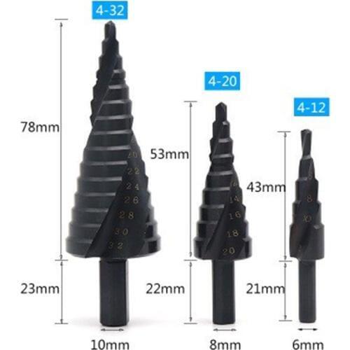 3PCS 4-32MM HSS Cobalt Step Stepped Drill Bit Set Nitrogen High Speed Steel Spiral For Metal Cone Triangle Shank Hole