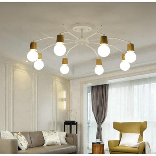 Art Deco Nordic Led Chandelier Lights Fixture Modern Wooden Tree Branch Spider Lamp Luminaire Techo Japan Home Deco Living Room