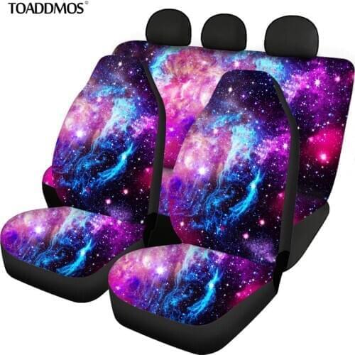 TOADDMOS Galaxy Pattern 3D Front and Rear Car Seat Covers Automobile Seats Protector Durable Car Seat Cushion Fit Most Vehicles