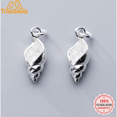 TrustDavis Real 925 Sterling Silver Fashion Sweet 2021 Conch Charm Pendant Handmade DIY Accessories Fine Jewelry Wholesale DZ141