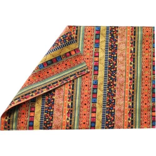 Ethnic Style Distinctive Cotton Linen Table Mat Colored Geometric Stripes Two-Layer Rectangle Non-Slip Insulation Placemat
