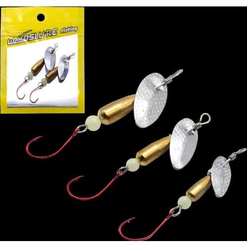 WALK FISH 2PCS 3g/5g Artificial Bait Fishing Sinking Treble Feather Hooks Metal Spinner Bait Rotation Spoon Fishing Lure Sequins