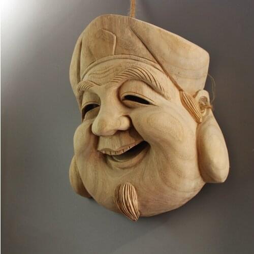 Japanese Wooden Noh Mask Warrior Traditional Craft Ghost Female Room Decorative Wall Hanging Personality Home Decor