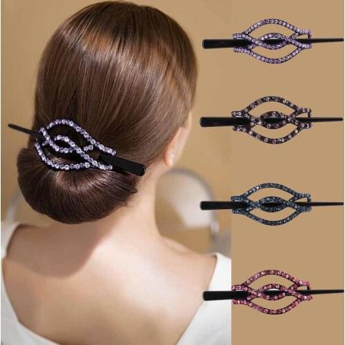 Haimeikang Rhinestone Hair Sticks Handmade Hair Clips Hair Bun Girls Fashion Butterfly Hairpins Jewelry Hair Accessories