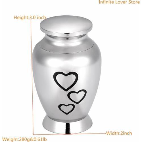IJU6940-9 Mutil-Colored Stainless Steel Loving Hearts Keepsake Urn-Mini Cremation Urn for Ashes or Memorial,3 Inch Tall