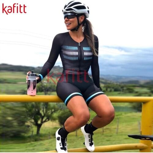Kafeet Ladies Cycling Jersey Sportswear Cycling Wear Jumpsuit Long Sleeve Shorts Set Cycling Team Black Temperament Cycling Wear