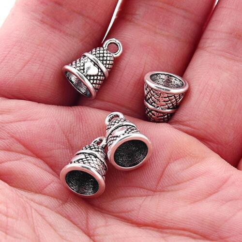 10pc 10x10mm THIMBLE WITH HEART SEWING NEEDLEWORK Charms 3D Alloy Pendant Bead For Jewelry Making DIY Accessories