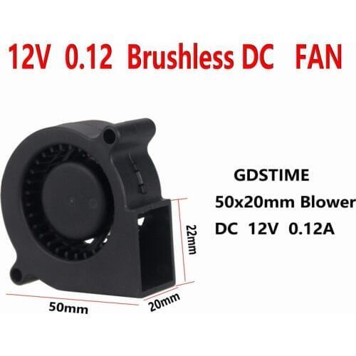 10 Pcs Gdstime 5020s 5cm 50x20mm DC 12 Volt Blower Fan 50mm x 20mm Exhaust Brushless Cooling Fan 4500RPM Turbo Cooler