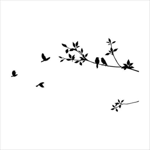 14.3cm*8.3cm Bird Tree Branch Fashion Car Styling Vinyl Stickers Decals Black/Silver S3-5002