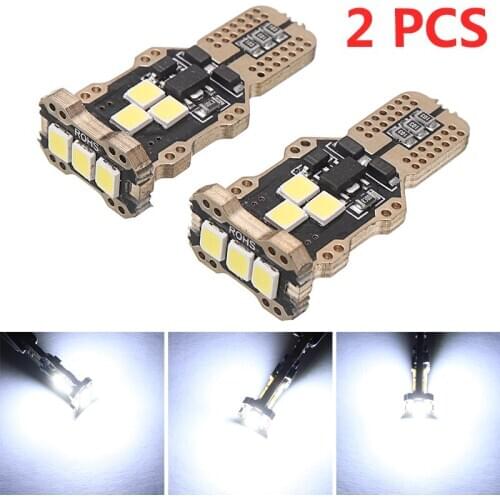2pcs T15 Base 3030 9 SMD LED Car Auto Backup Reverse Light Bulb White 6500K Tail Brake Lamp Center High Mount Stop Light