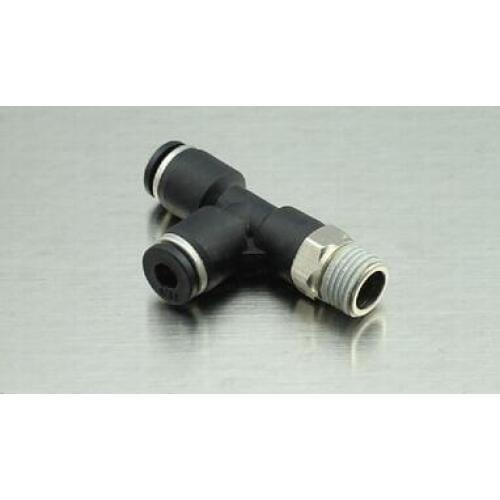 2pcs 3 Way Push In To Connect Fitting Imperial British Standard Tube OD 3/8" X NPT 1/8" 1/4" 3/8" 1/2" Side Thread Quick Release