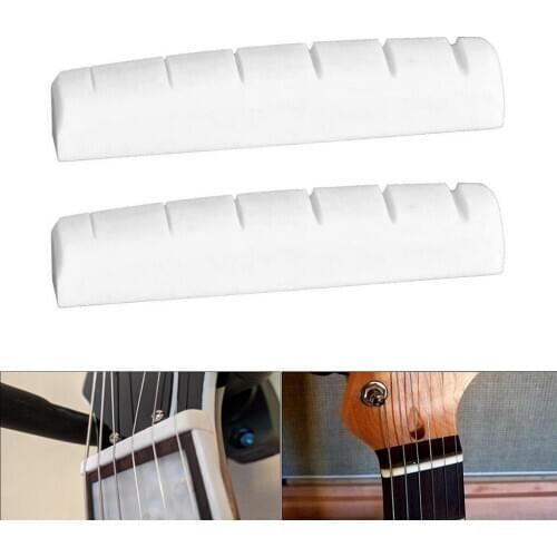6 String Pre-Slotted Bone Guitar Nut Compatible Electric Guitar Acoustic Guitar White Unbleached Nut: 43×6×8.5mm