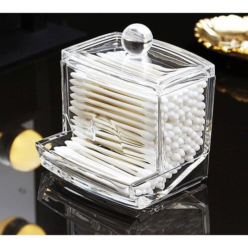 Acrylic Cotton Swabs Storage Holder Box Portable Transparent Makeup Cotton Pad Cosmetic Container Jewelry Organizer Case