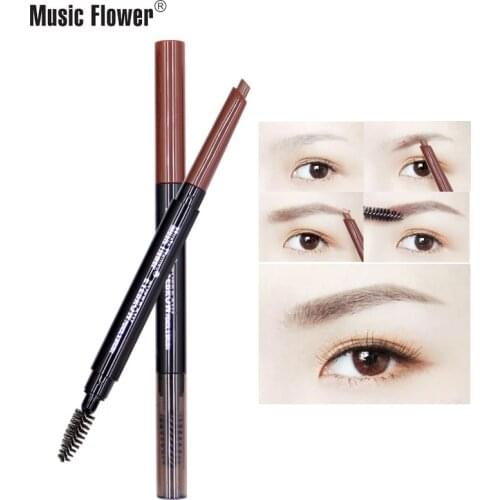 Hot Sale Music Flower M5087 Tricolor Two-Sided Eyebrow Pen Long-Lasting Makeup-Free Waterproof Makeup Cosmetic Gift for Women