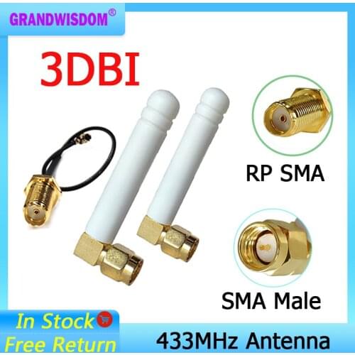 433MHz Antenna lora 3dbi SMA Male Connector Plug 433 IOT Directional Antena Small Size 433m Antenne+21cm RP-SMA Pigtail Cable